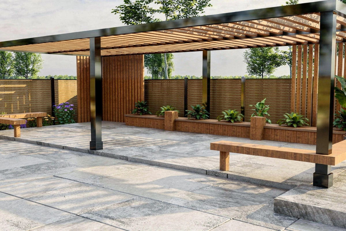 Decorative concrete patio with clean finish in Los Angeles by Patio Chic LA