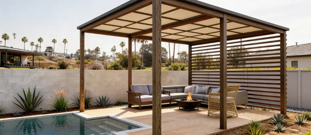 Covered backyard patio space installation in Los Angeles by Patio Chic LA