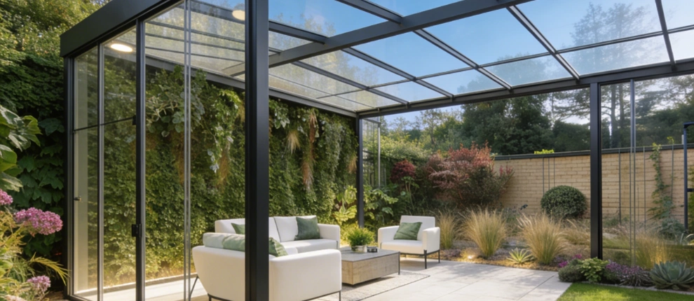 Custom patio enclosure with glass walls in Los Angeles by Patio Chic LA