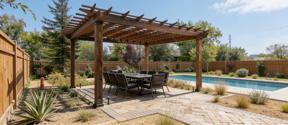 Elegant paver patio dining area in Los Angeles by Patio Chic LA